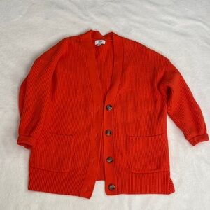 Aerie Cozy Vibrant Orange Oversized Cardigan Sweater Size XS